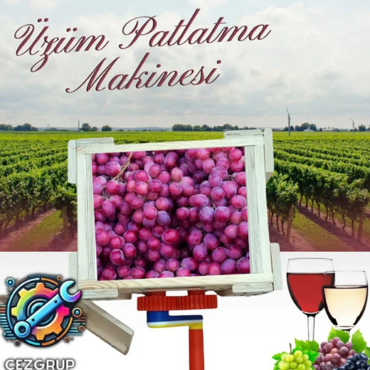 Üzüm ezme patlatma makinesi (Ahşap manuel ayaklı ve kapaklı)