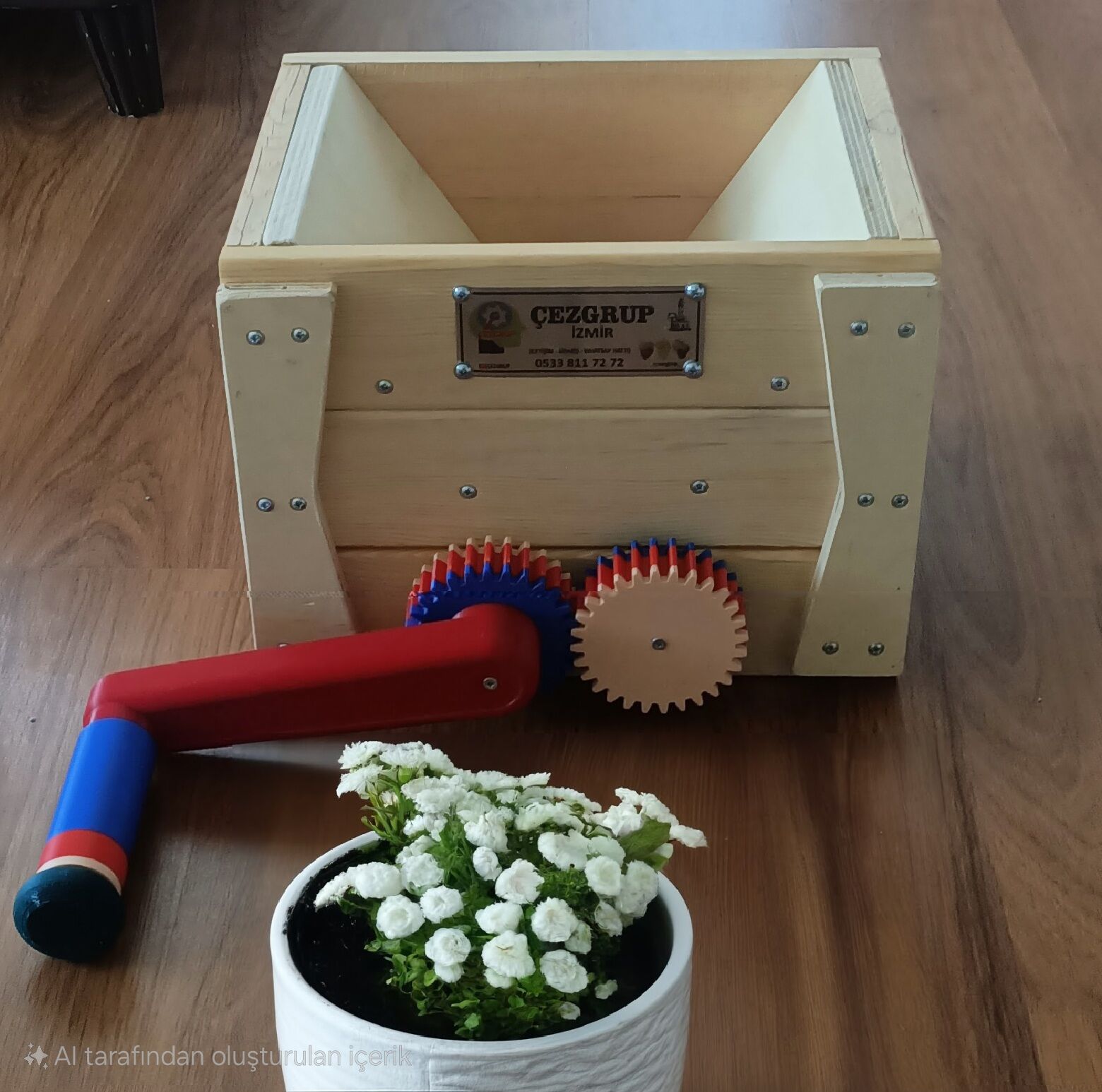Üzüm ezme patlatma makinesi (ahşap manuel)