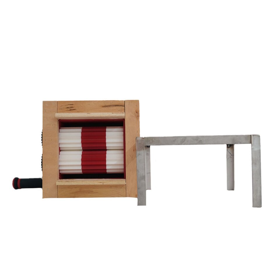 Pla - Ahşap Tabanlı Manuel 304 Paslanmaz Çelik (Krom) Ayaklı Üzüm Ezme-Patlatma Makinesi