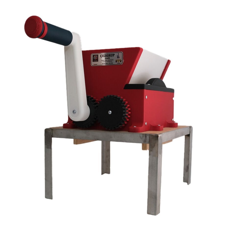 Pla - Ahşap Tabanlı Manuel 304 Paslanmaz Çelik (Krom) Ayaklı Üzüm Ezme-Patlatma Makinesi