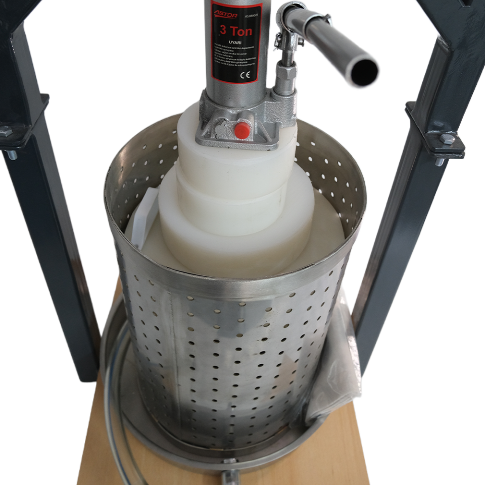 24 Litre Üzüm Sıkma Presi (304 Paslanmaz Krom Çelik Sepet)