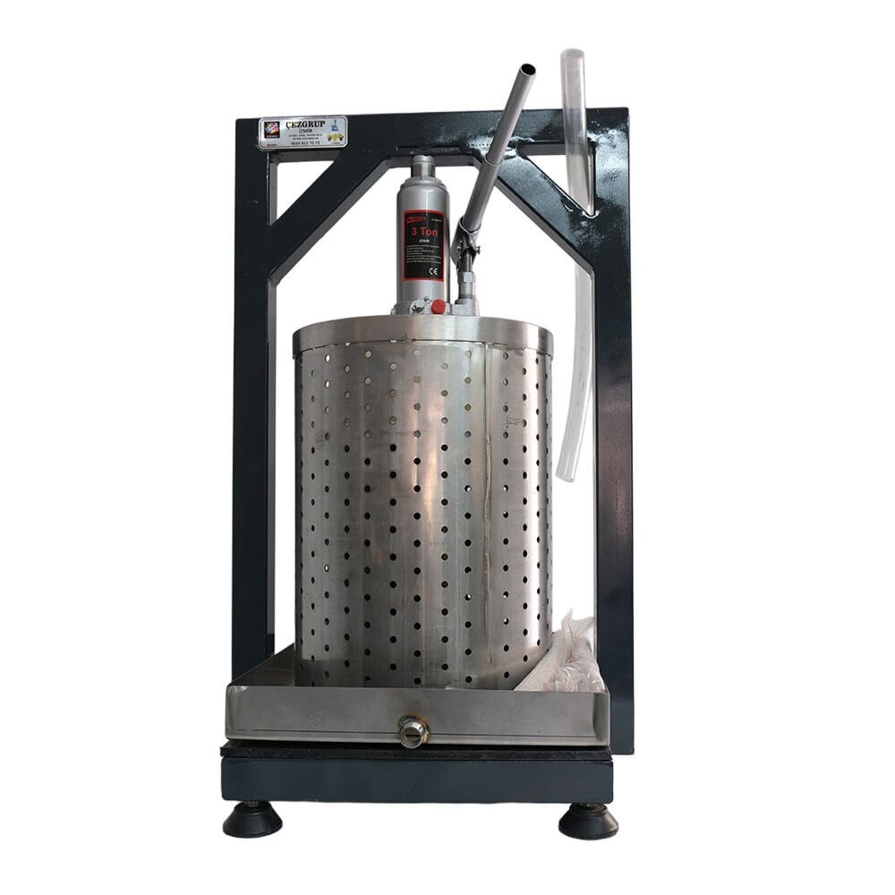 24 Litre Üzüm Sıkma Presi (304 Paslanmaz Çelik Krom Sepet ve Kare Tepsi)
