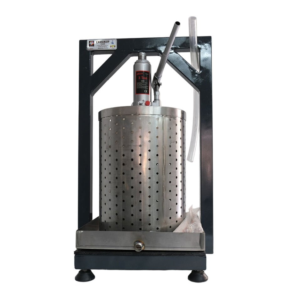 24 Litre Üzüm Sıkma Presi (304 Paslanmaz Çelik Krom Sepet ve Kare Tepsi)