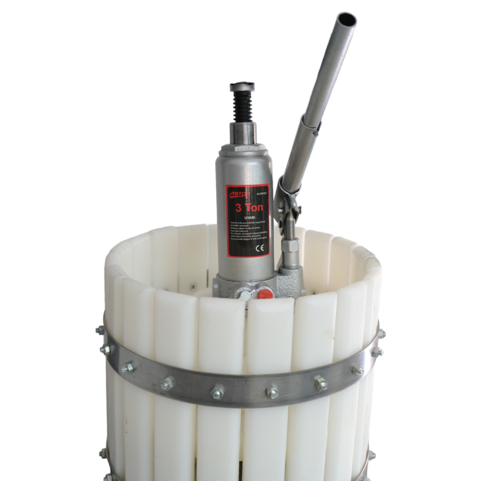 24 Litre Üzüm Sıkma Presi Polietilen Sepet ve 304 Paslanmaz Çelik Kare Krom Tepsi