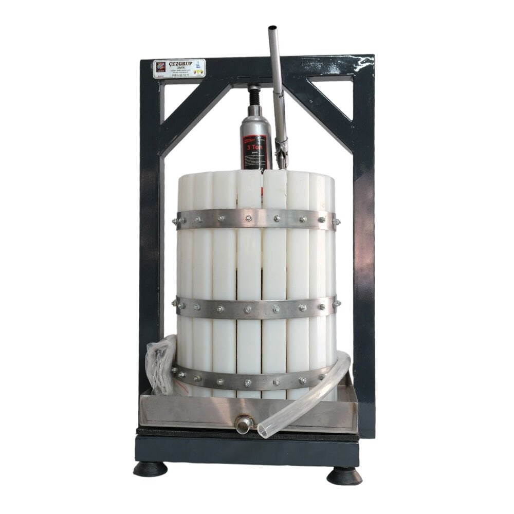 24 Litre Üzüm Sıkma Presi Polietilen Sepet ve 304 Paslanmaz Çelik Kare Krom Tepsi